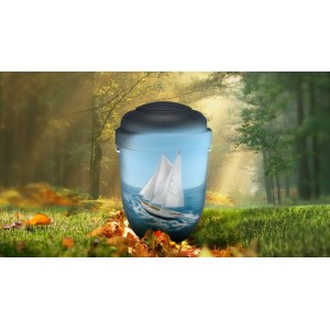 Hand Painted Biodegradable Cremation Ashes Funeral Urn / Casket - Sailing Boat